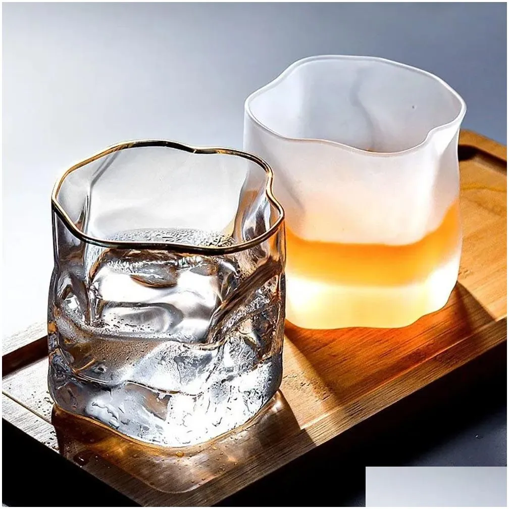 Wine Glasses Ins Style Creative Origami Cup Twist Glass Bar Whisky Transparent Beer Mug Water S Drop Delivery Home Garden Kitchen, Din Dha3T