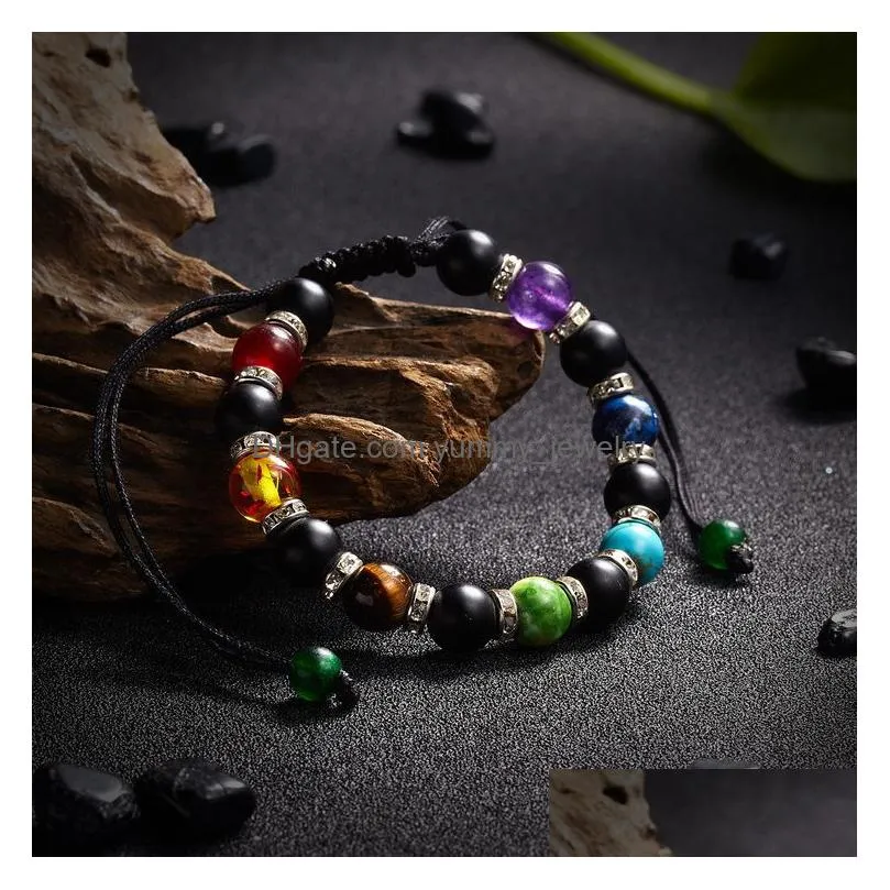 Charm Bracelets Voleaf Chakras Stone Leather Natural Beaded Bracelets Magnetic Jewelry For Men Women Vbr115 Drop Delivery Jewelry Brac Dhmfx