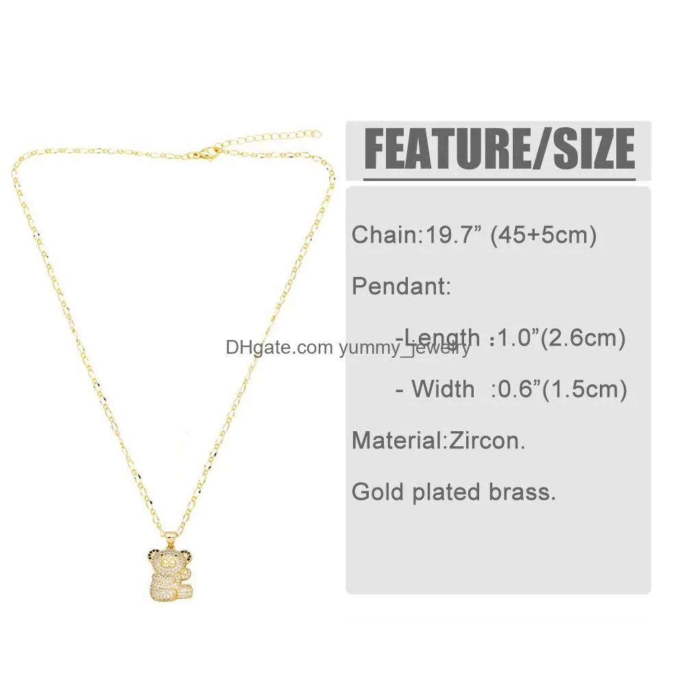 Pendant Necklaces Zircon Small White Bear Necklace For Women Copper Gold Plated Cute Animal Jewelry Collares Para Mujer Oson Drop Deli Dhlep