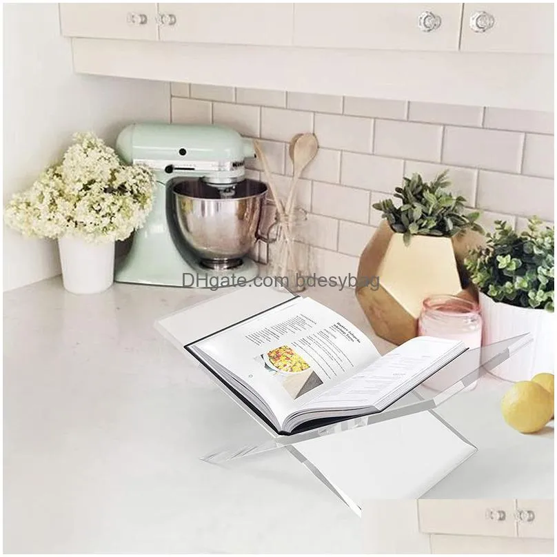 acrylic book standclear book holder for reading x shaped book stand for reading stand for textbooks magazines recipe picture lx5368