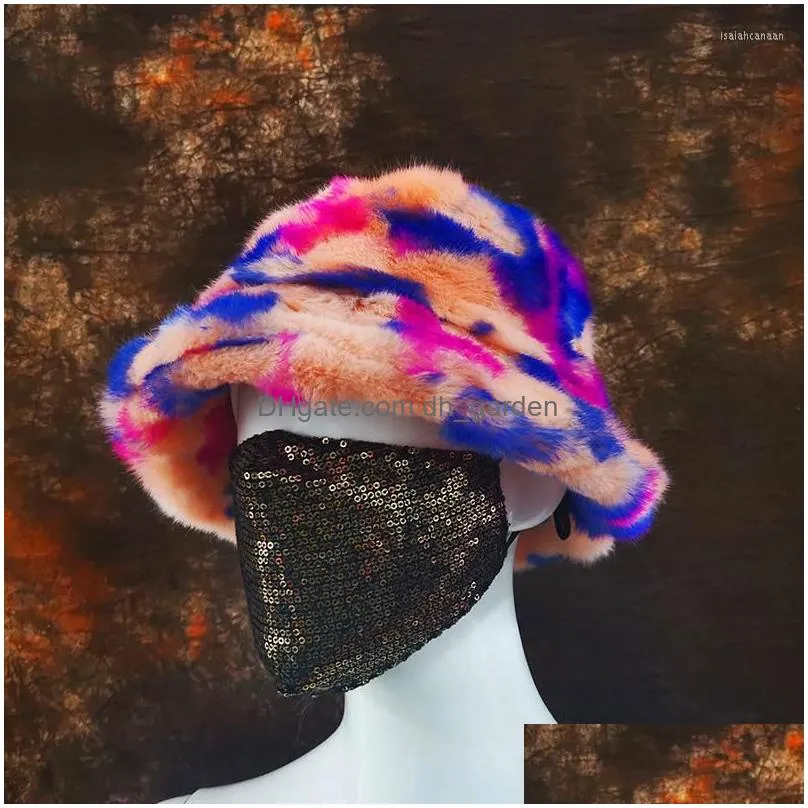 berets faux fur bucket hat autumn winter panama for women cow print plush soft warm fisherman caps vacation cap