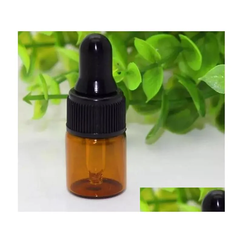 Packing Bottles Wholesale 1Ml Amber Glass Dropper Bottles W/Black Cap  Oil Bottle Small Per Vials Sampling Storage 1000 Piece Dhuvc