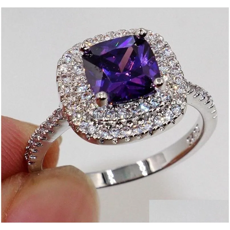Cluster Rings Cluster Rings Lmnzb 2022 925 Sterling Sier Wedding For Women Romantic Flower Shaped Inlay Diamond Engagement Ring Jewelr Dhavm