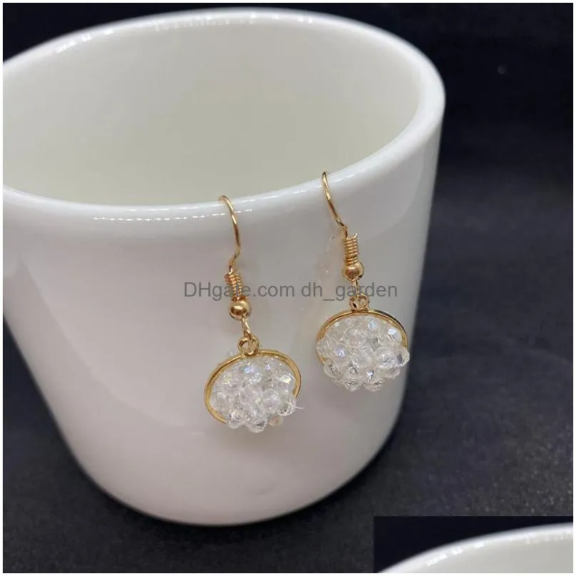 dangle chandelier natural crystal earrings unique white gold beads elegant fashion jewelry women pendants diy