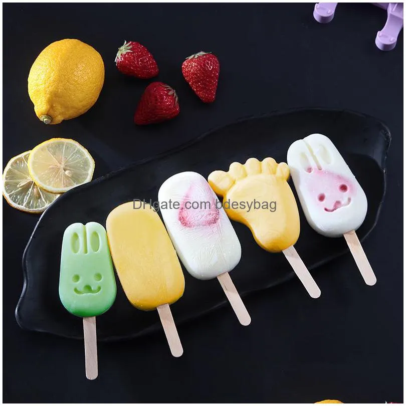 diy ice cream silicone moulds kids animals homemade popsicle molds for children cute cartoon icelolly mold ice cream tools w0070