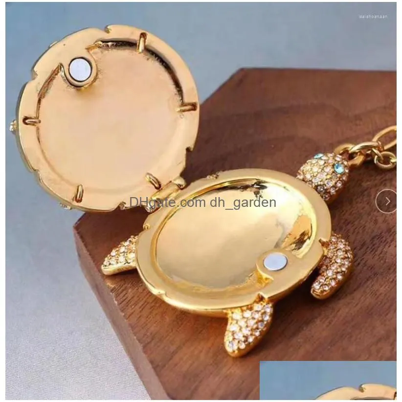 pendant necklaces csxjd luxury fashion necklace high quality copper blue gem can be opened tortoise long