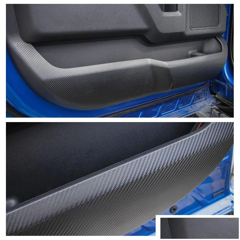 Other Interior Accessories Door Anti-Kick Carbon Fiber Stickers 5Pcs/Set For Ford F150 Car Styling Interior Accessories Drop Delivery Dhyzx