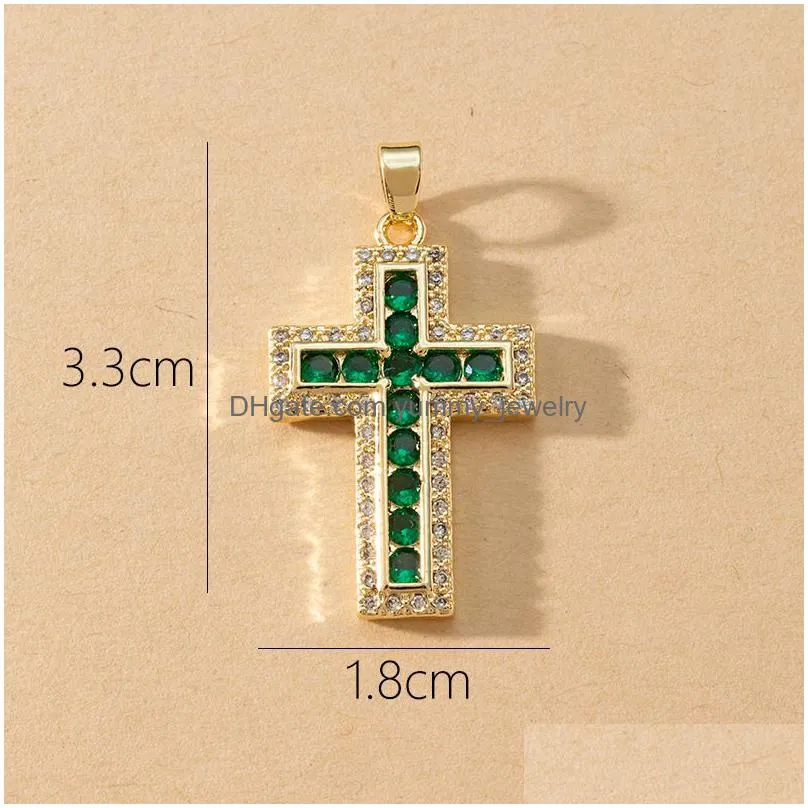 Charms Voleaf Cz Cross Charms Pendant For Necklace Making Copper Gold Plated Crucifix Jewelry Supplies Diy Wholesale Bk Vjc105 Drop De Dhsnd