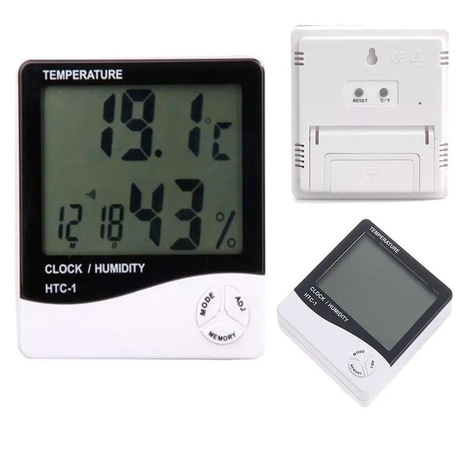 Temperature Instruments Wholesale Lcd Thermometer Hygrometer Temp Humidity Clock Htc-1 Hygrometers Clockes 1000Pcs/Lot Fast Shipment B Dhuct