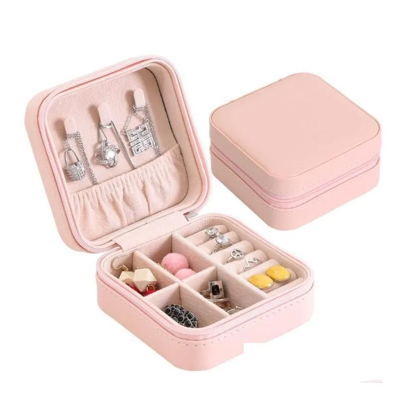 Storage Boxes & Bins Storage Boxes Travel Jewelry Box Organizer Pu Leather Display Case Necklace Earrings Rings Pendant Holder Gift Ca Dhvun