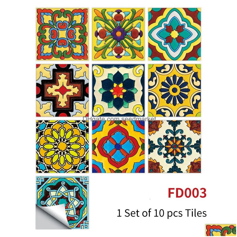 30pcs pvc waterproof self-adhesive wall stickers moroccan style furniture kitchen bathroom floor decorative tile stickers 220504