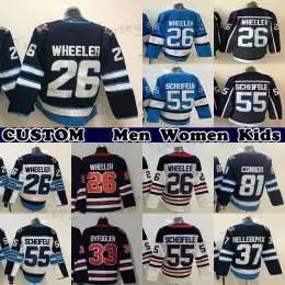 AD hockey jersey 26 Blake Wheeler 27 Nikolaj Ehlers 55 Mark Scheifele 81 Kyle Connor Custom Mens Womens Youth Any Name Any Number show logo