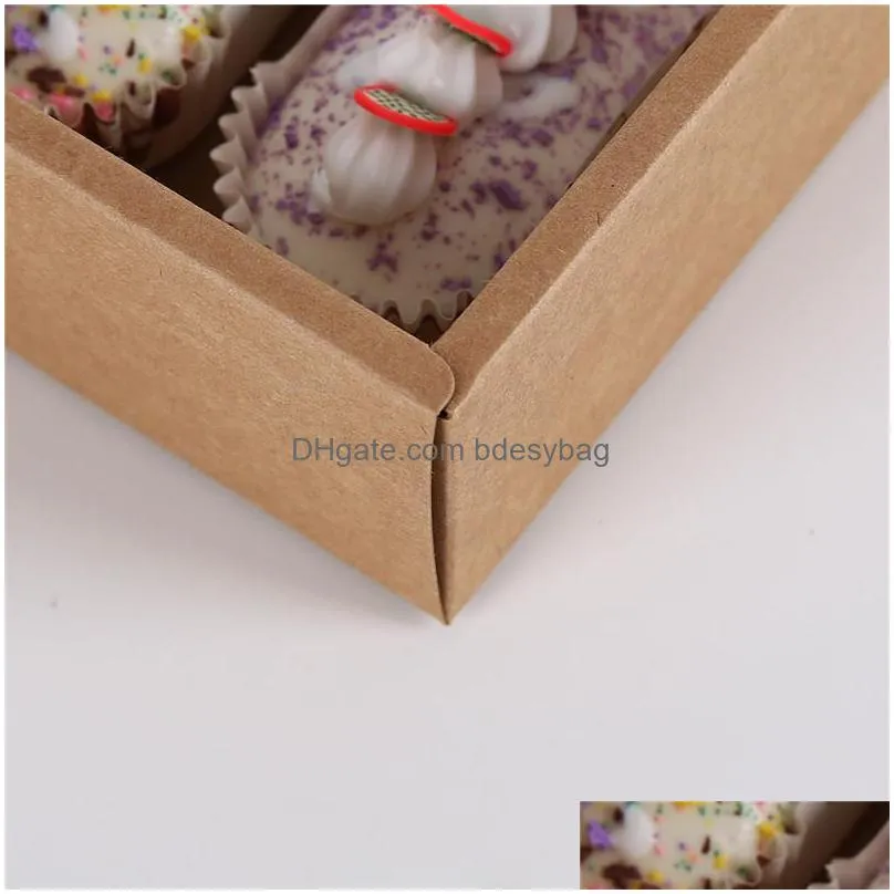 retro kraft paper transparent moon cake egg yolk biscuit pastry box pvc cover baking packaging box gift box lx3218