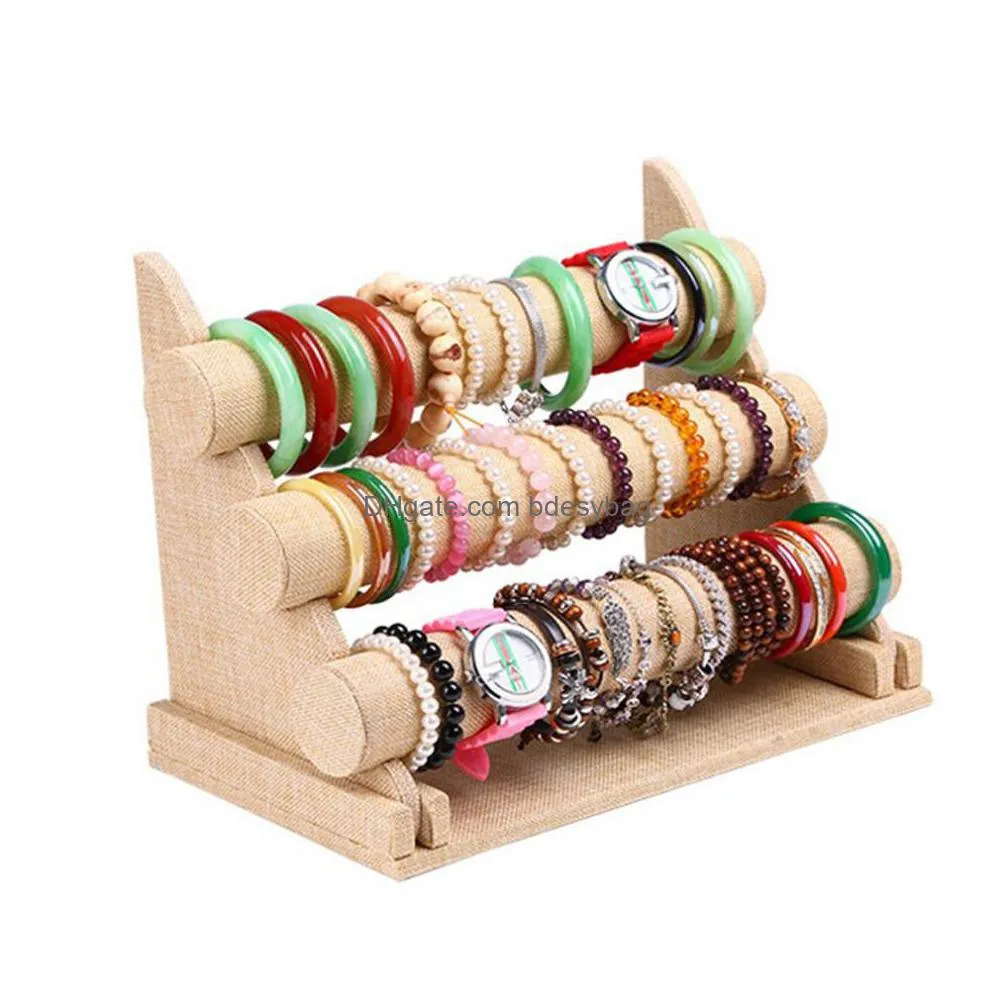 multifunctional three layers storage necklace watch easy take jewelry display stand bracelet holder home shop velvet detachable lx2295