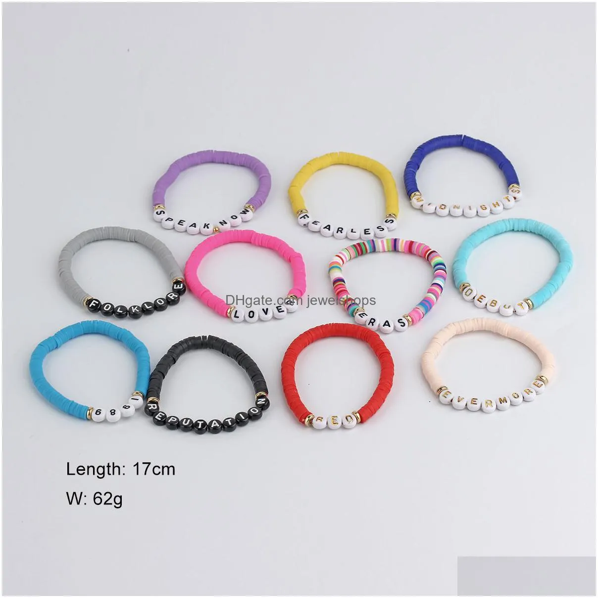 Beaded 11Pcs Taylor Swiftie Friendship Bracelets Set Surfer Heishi Beads Strands Fearless Letter Charm Stackable Soft Clay Boho Wristb Dhdtw