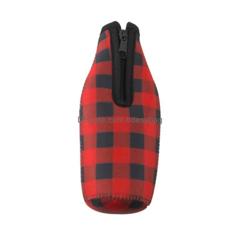 neoprene christmas check bottle cooler wholesale blanks  plaid bottle wrap beer covers wedding gift lx01133