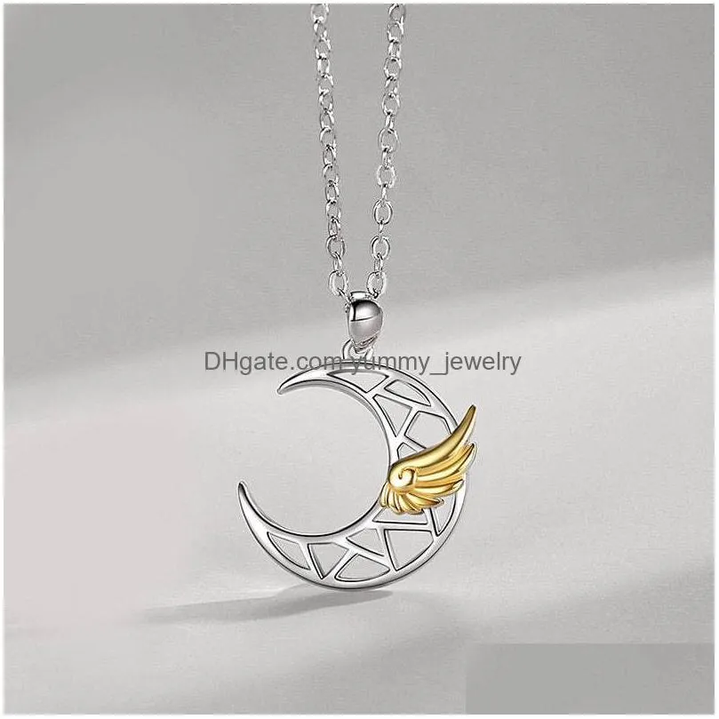 Pendant Necklaces Voleaf Hollow Couple Match Heart Necklace Sun Moon Lovers I Love You Lover Jewellery Valentines Day Gift Vne124 Drop Dh8T6