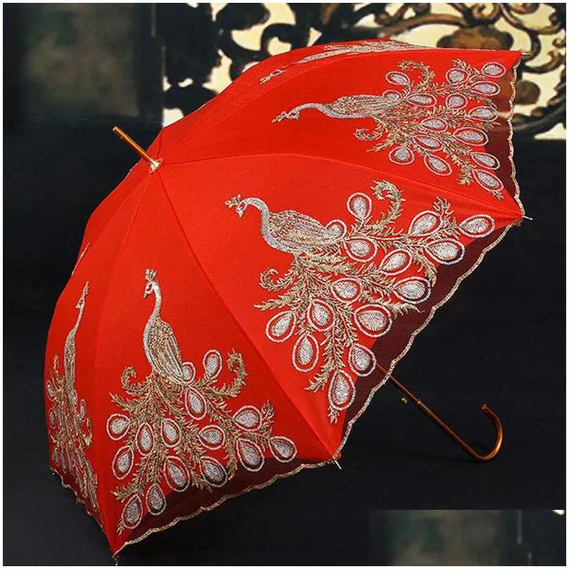 the bride umbrella 23inch highgrade gold foil red umbrella bridesmaids umbrella wedding parasol decoration shipping za5724