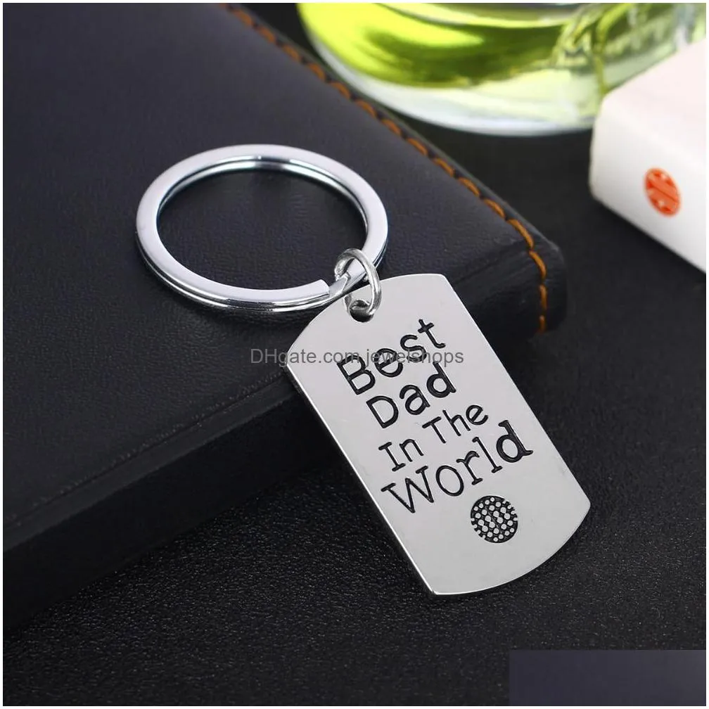 Key Rings 12 Pcs/Lot Best Dad In The World Charm Keychain Family Men Son Daughter Father S Day Gift Key Ring Papa Daddy Car Keyring Je Dhfjq