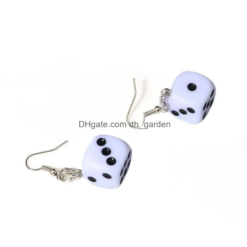 dangle chandelier funny dice earrings acrylic white cube 3d cubic charm drop
