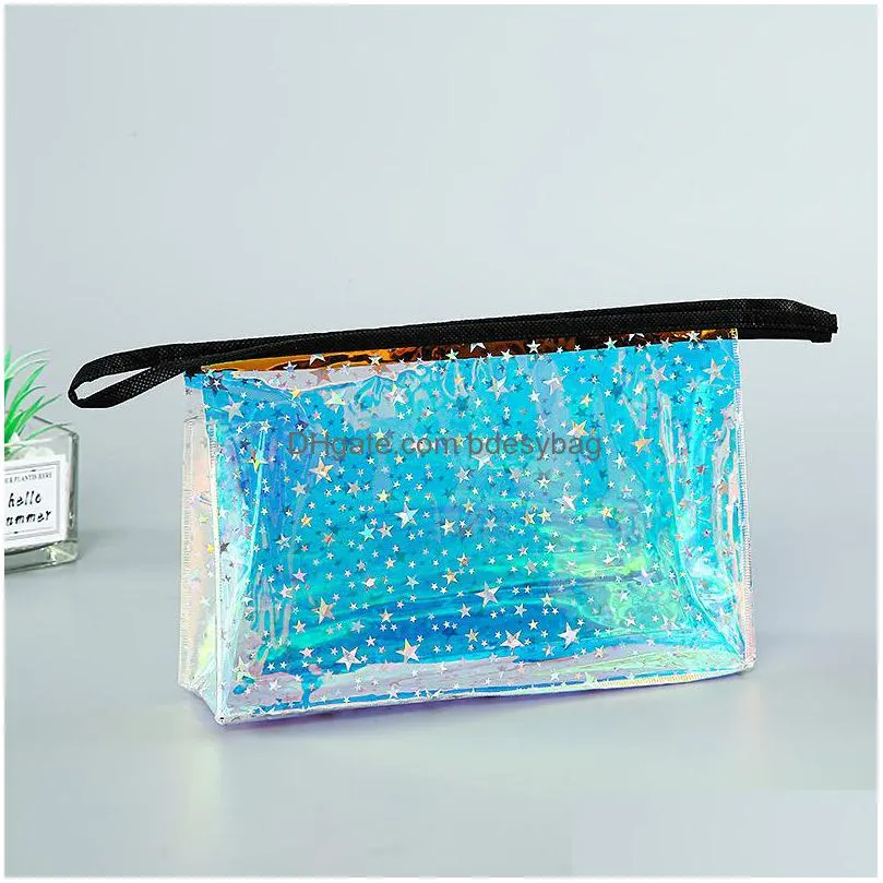 transparent pvc laser cosmetic bag bathroom wash toiletry makeup bag female girls waterproof zipper beauty storage bag lx4885