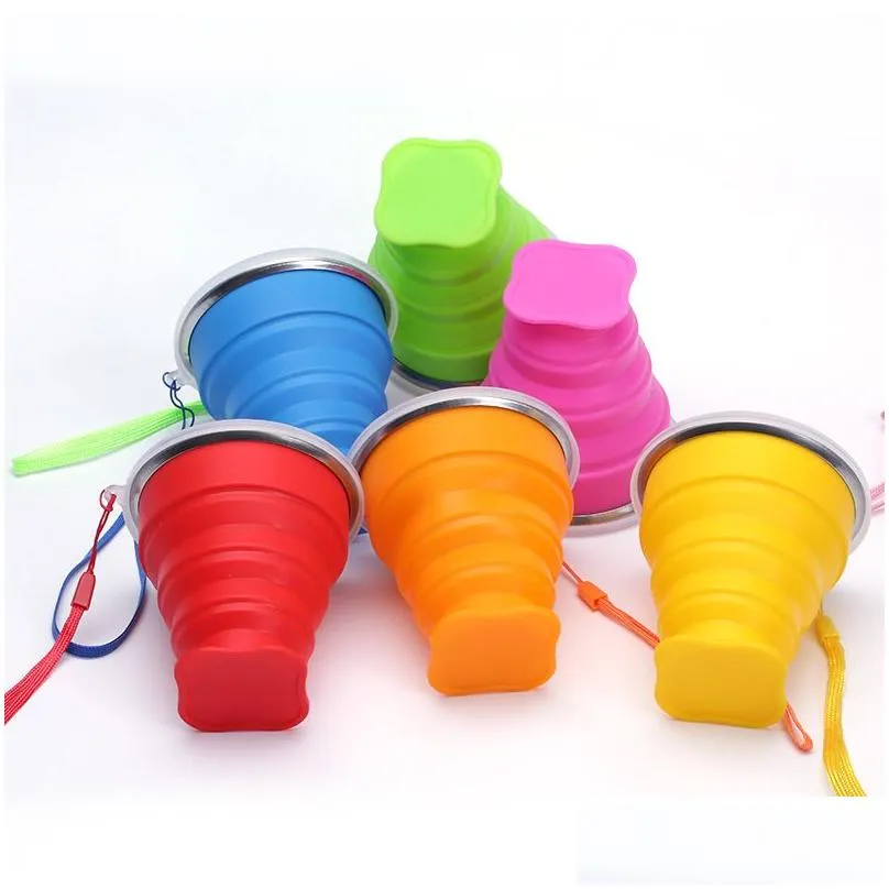 Water Bottles Collapsible Drinking Cups Portable Sile Retractable Folding Telescopic Water Bottles For Travel Cam Drop Delivery Home G Dhlio