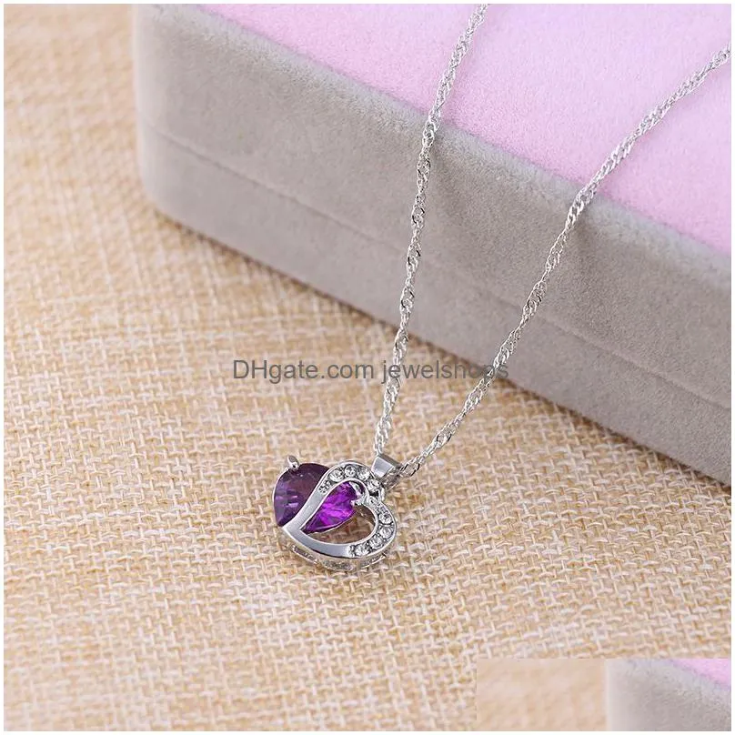 Pendant Necklaces Heart Pendant Necklace For Women Fashion 925 Sterling Sier Chains Charms Jewelry Zircon Crystal Diamond Rhinestone L Dh4Fc