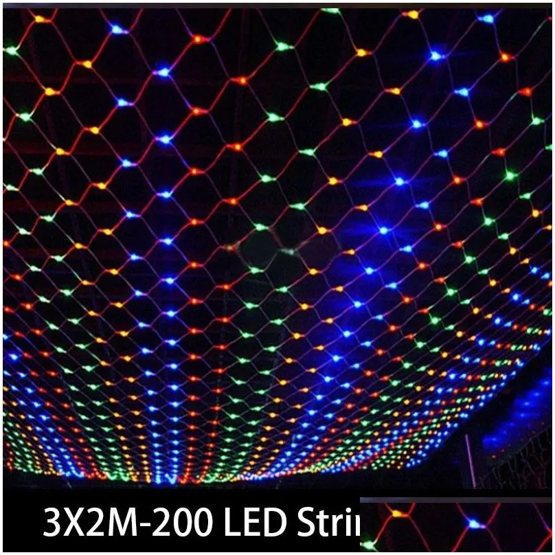 Christmas Decorations 3X2M Led String Light Net Christmas Lights Outdoor Decoration On The Wall Fairy Party Wedding Pendant 201130 Dro Dh45Y