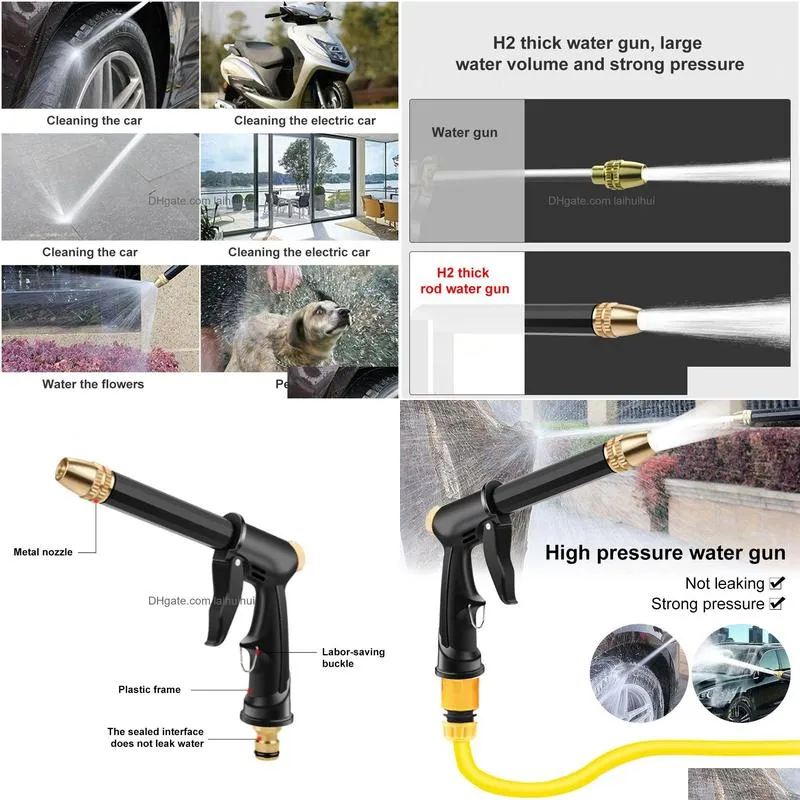 Water Gun Snow Foam Lance Adjustable High Pressure Washer Patterns Car Wash Hine Garden Watering Hose Nozzle Sprinkler Washing Kit Dhdsf