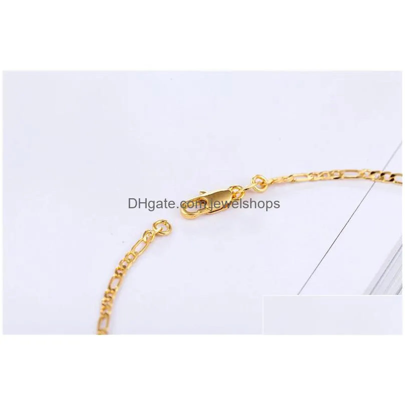 Chains 2Mm Figaro Chain Gold Plated Necklaces For Men Women 31 Flat Design Jewelry Fashion Diy Accesories Gifts 16 18-30 Inches Drop D Dhvp5