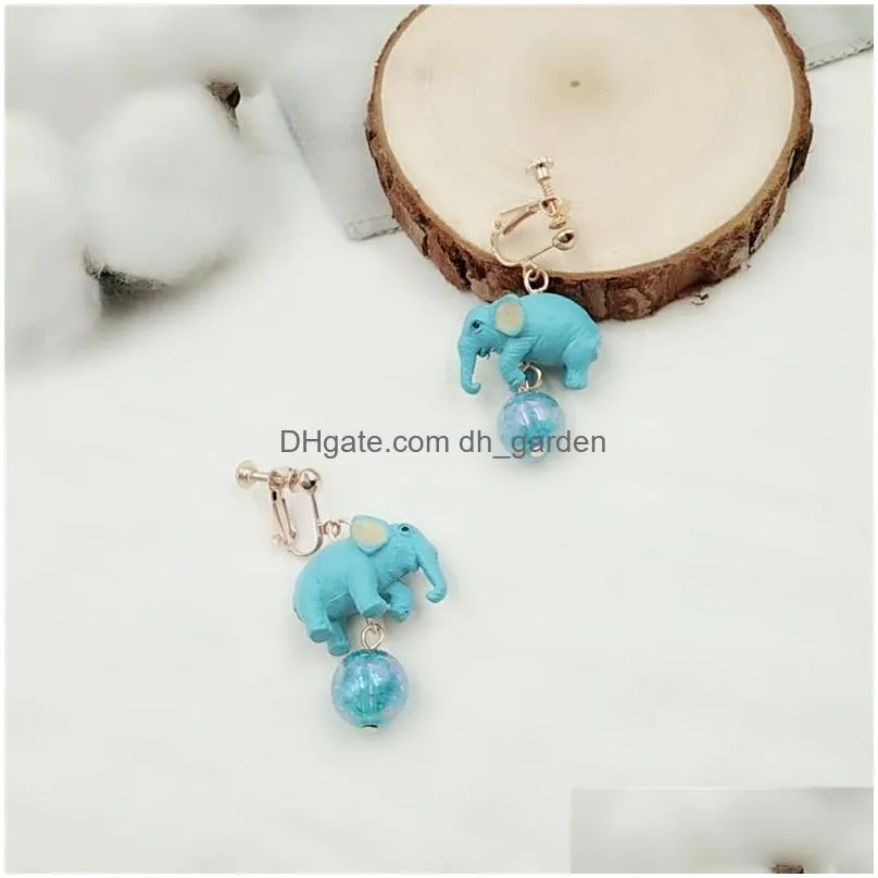 dangle chandelier timlee e081 cartoon animal elephant heart tassels earrings simple accessories wholesale