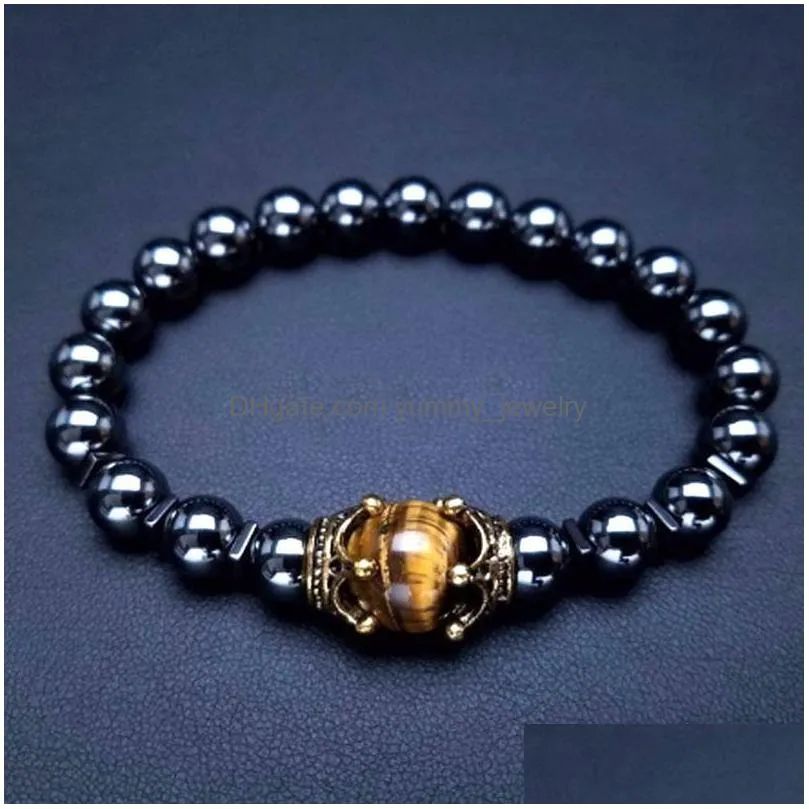 Beaded Voleaf 2023 New Natural Stone Beaded Tiger Eye Lava Lapis Charm Bracelets For Men Gemstone Chakras Beads Jewelry Vbr111 Drop De Dhz6D