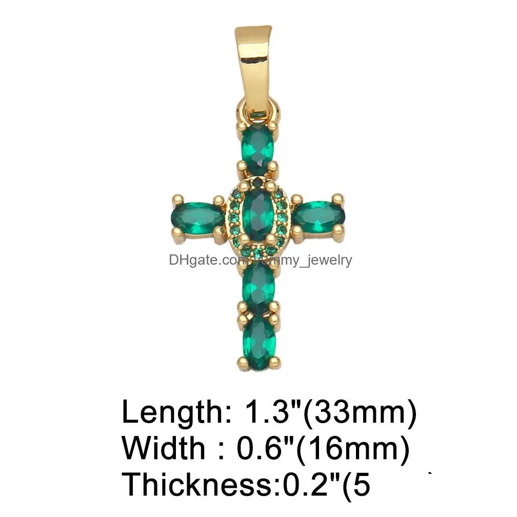 Charms Big Rainbow Colorf Cross Pendants For Necklace Gold Plated Copper Zircon Relius Jewelry Components Pdta638 Drop Delivery Jewelr Dhdzb