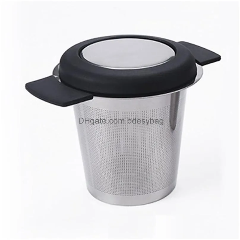 stainless steel reusable tea infuser basket fine mesh tea strainer with handles lid tea coffee filters lx5212