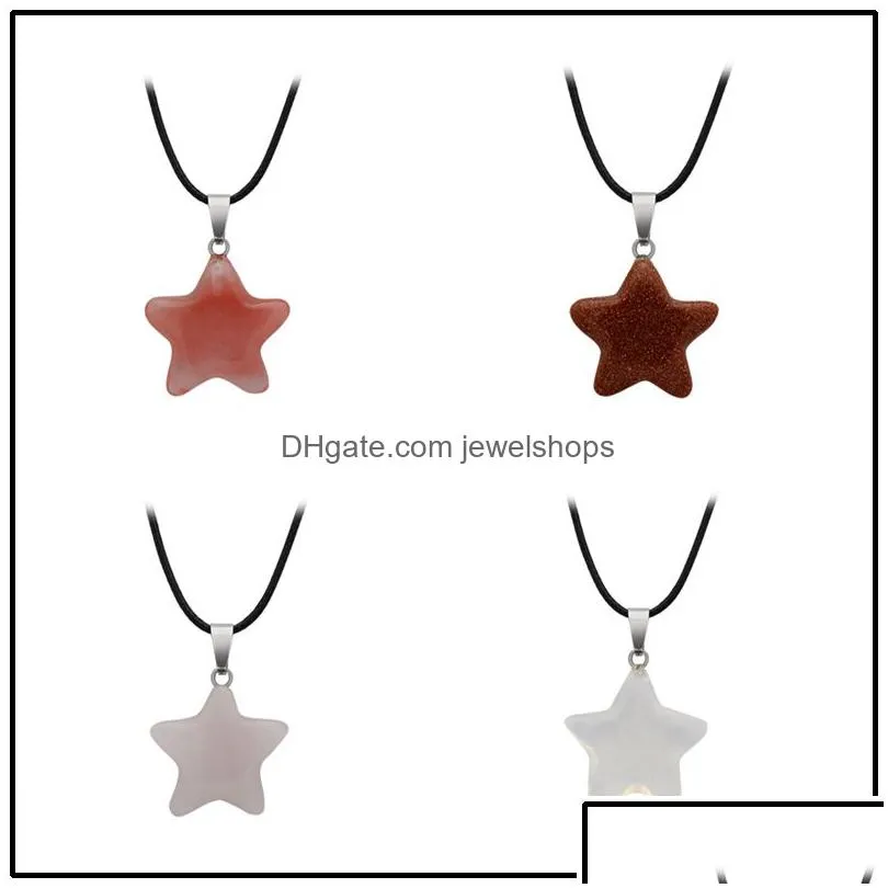 Pendant Necklaces Moon Star Pendant Necklace Fashion Jewelry For Women Men Girl Gift Natural Crystal Quartz Stone Turquoise Heart Char Dhp2G