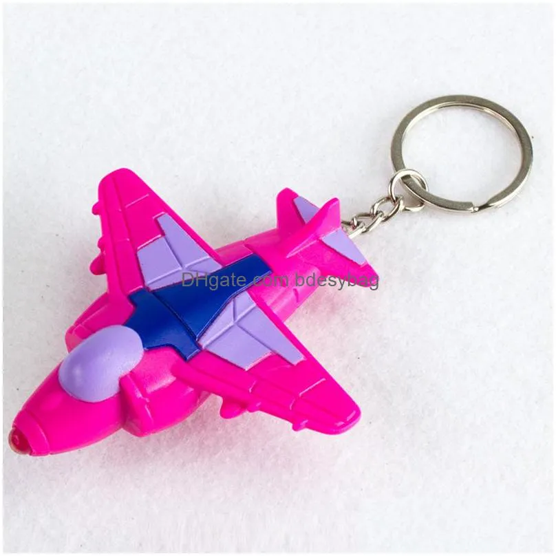  shipping plastic led 3d plane fighter key chains key rings with sound novelty toy gift for kids wa2083
