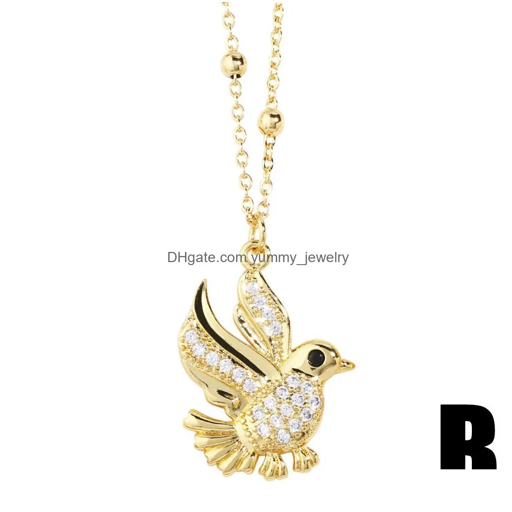 Pendant Necklaces Voleaf Copper Cute Brid Pendant Necklace For Women Cubic Zirconia Gold Plated Jewelry With Animal Charm Vne113 Drop Dhzax