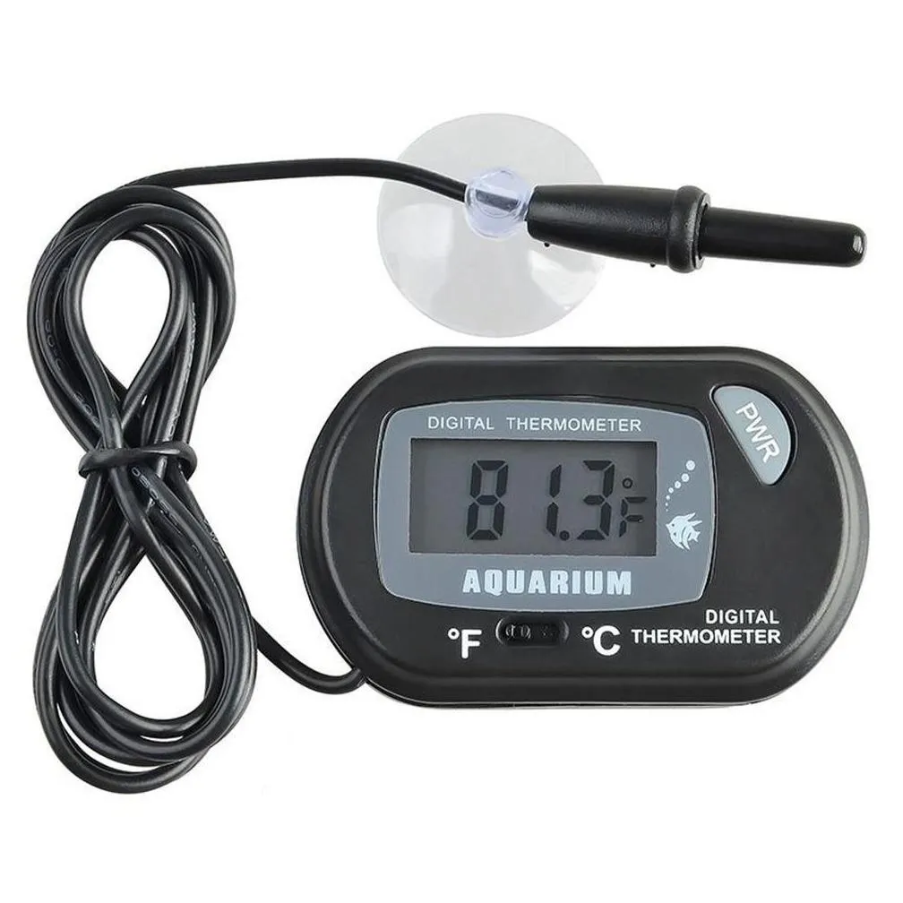 Temperature Instruments Wholesale Mini Digital Fish Aquarium Thermometer Tank With Wired Sensor Battery Included In Opp Bag Black Yell Dh5Bu