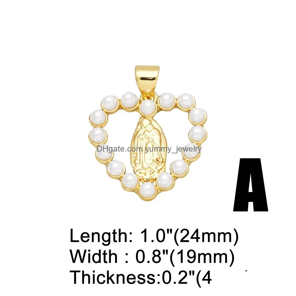 Charms Pearl Heart Pendant For Necklace Copper Gold Plated Virgin Mary Love Tree Of Life Jewelry Making Supplies Pdtb162 Drop Delivery Dhox4