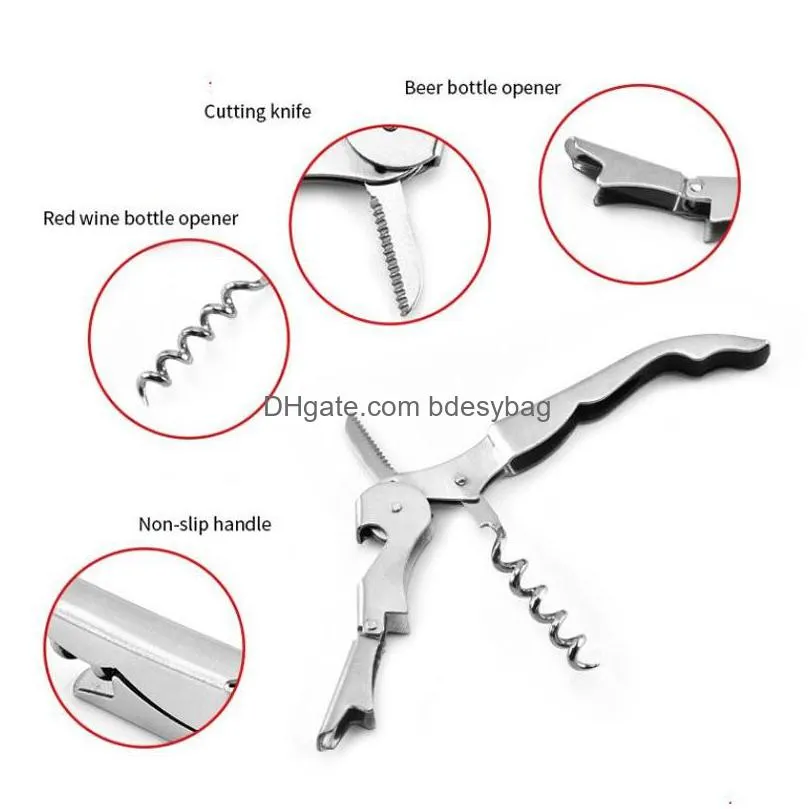 stainless steel red wine corkscrew multifunction wine opener bar tools accessories knife beer opener gifts lx4310