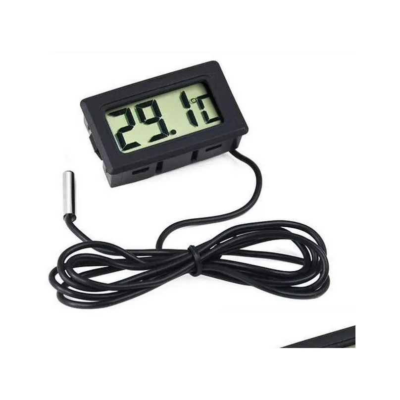 Temperature Instruments Wholesale Brand New Mini Small Digital Lcd Electronic Thermometer Combo Sensor Wired Aquarium Fish Tank With R Dhghl