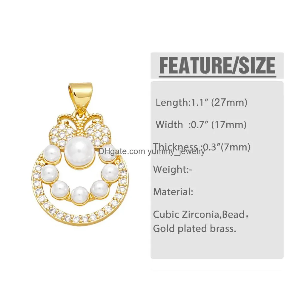 Charms Pearl Butterfly Pendant For Necklace Copper Gold Plated Cz Heart Evil Eye Jewelry Making Supplies Wholesale Pdtb152 Drop Delive Dhhbp