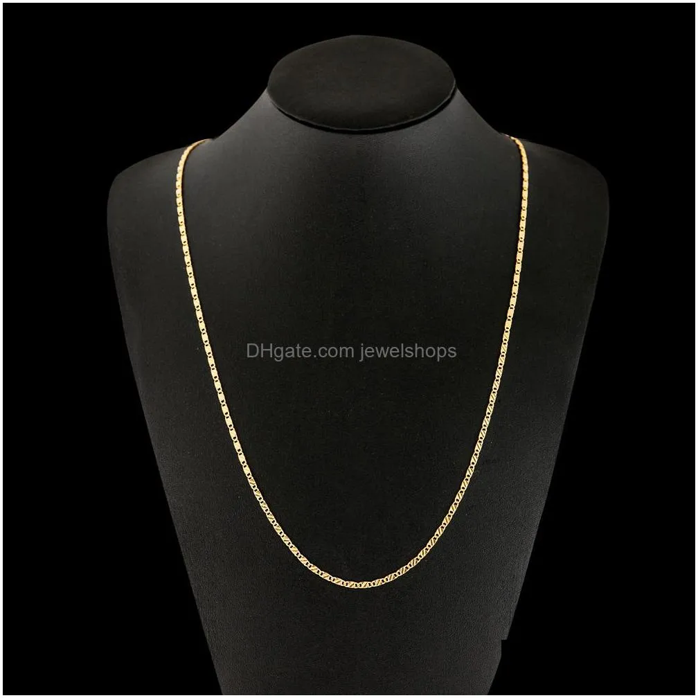 Chains 2Mm Flat Chains Fashion Luxury Women Jewelry 18K Gold Plated Necklace Chain Mens 925 Sier Necklaces Gifts Diy Drop Delivery Jew Dhwhi