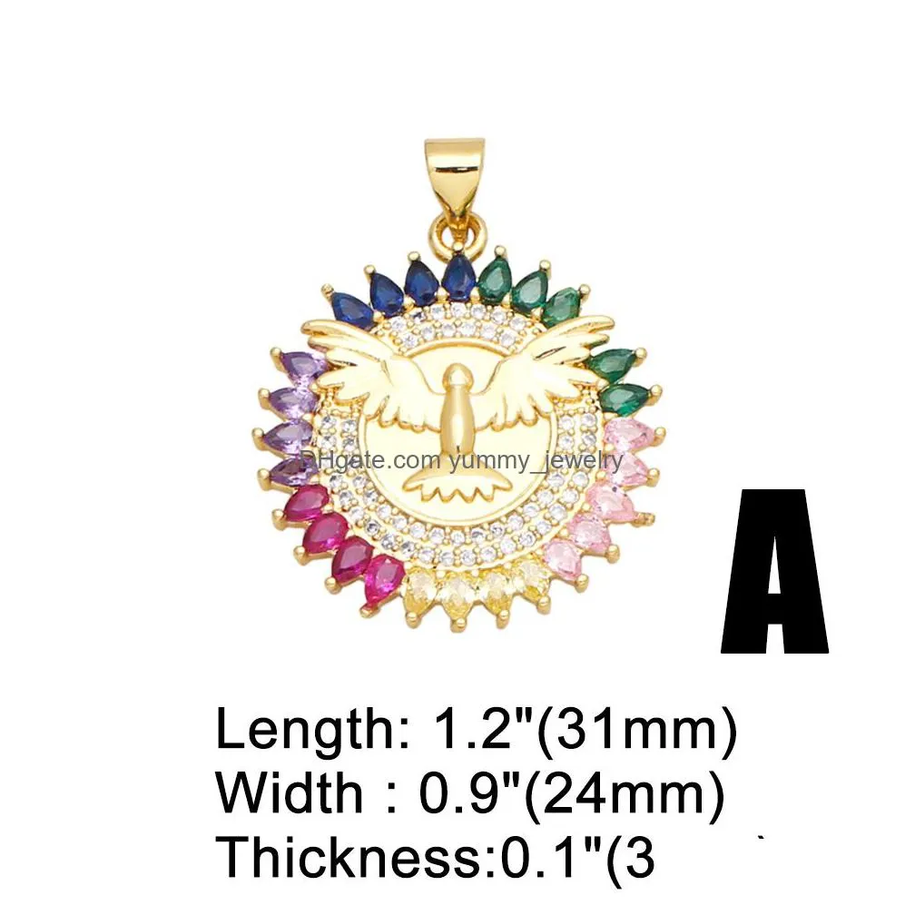 Charms Trendy Big Rainbow Crystal Heart Necklace Pendant Copper Gold Plated Cz  Medal Jewelry Making Supplies Pdtb155 Drop Delive Dhdek