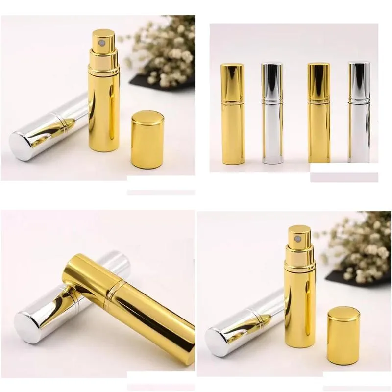 Packing Bottles Wholesale Brilliant Gold Sier 5Ml Refillable Portable Mini Per Bottle Traveler Aluminum Spray Atomizer Empty Parfum Dr Dh1X3