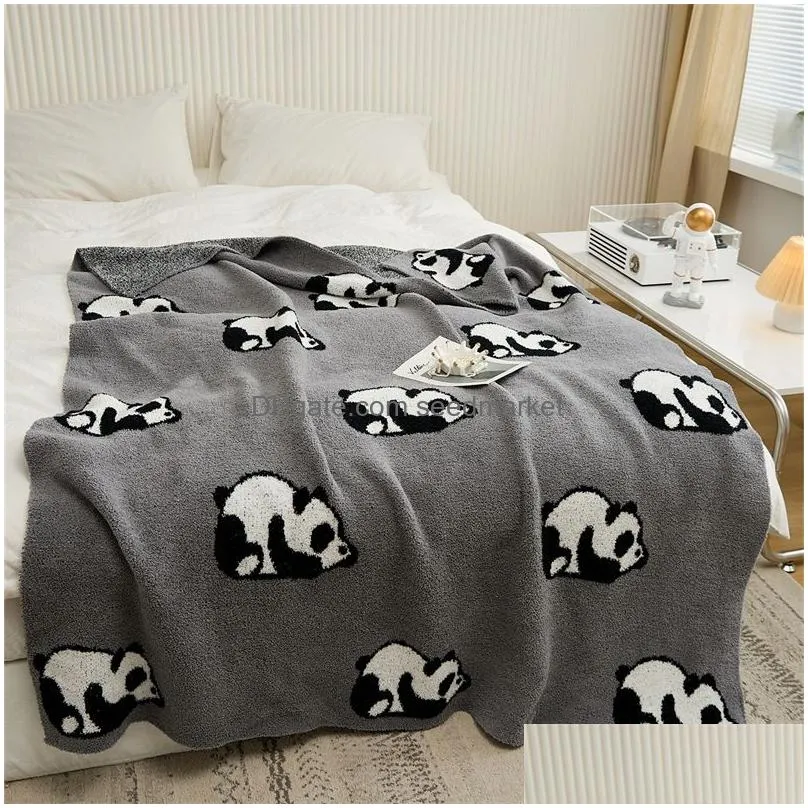 blankets panda feather yarn blanket thicken warm for bed sofa soft skin friendly warmth comforter room decor 130x160cm