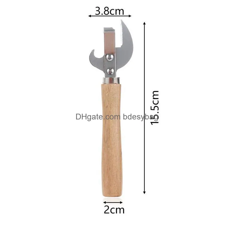 multifunction easy manual side cut metal beer bottle opener stainless steel wood handle can opener kitchen tools lx01483