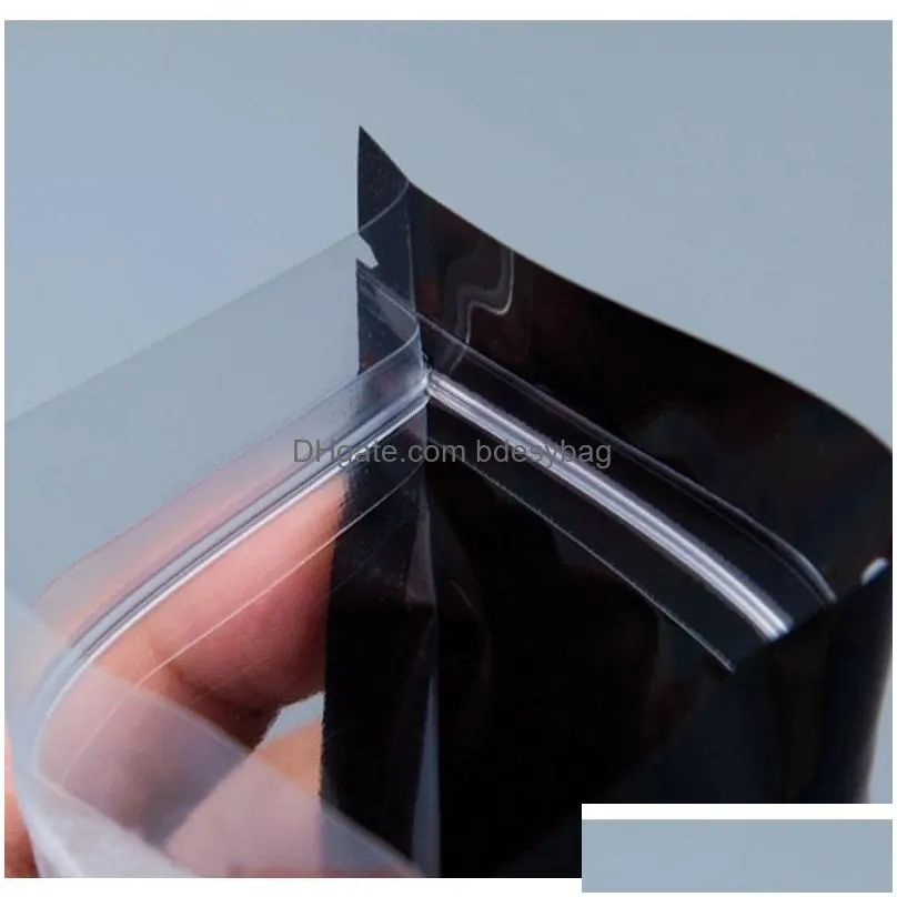 black/transparent plastic mylar foil self seal stand up pouches dried food bean powder storage aluminum foil bag lx5110