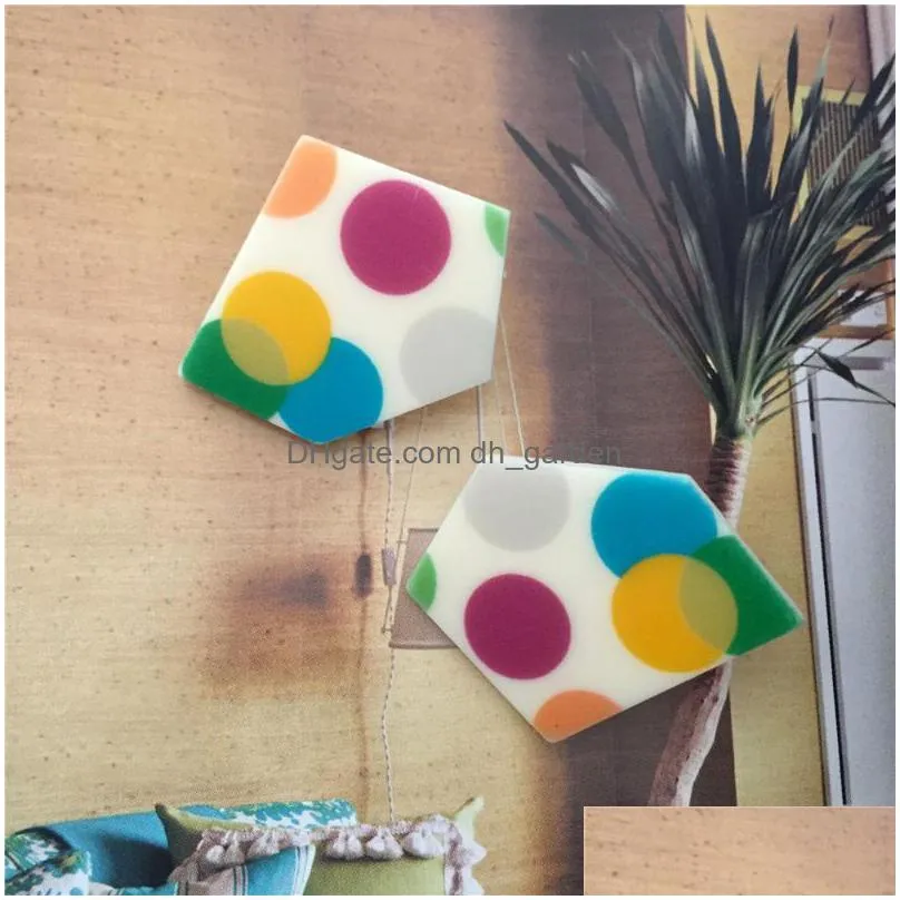 dangle chandelier 1pair fashion geometric painting acrylic earrings for women candy color stud korea jewelry gift 2021
