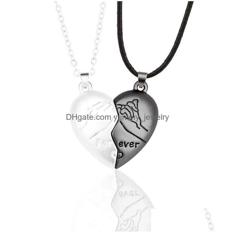 Pendant Necklaces Voleaf Fashion Couple Magnetic Necklaces Heart Pendant For Women Jewelry Wedding Accessories Anniversary Gift Vne121 Dhbgi